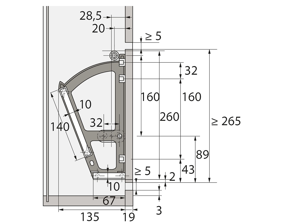 Portascarpe per scarpiera 1 scomparto P 135 mm H 265mm Plastica Bianca  DX-SX - immagine 2